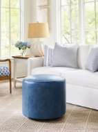 Picture of THREE ARCH LEATHER SWIVEL OTTOMAN