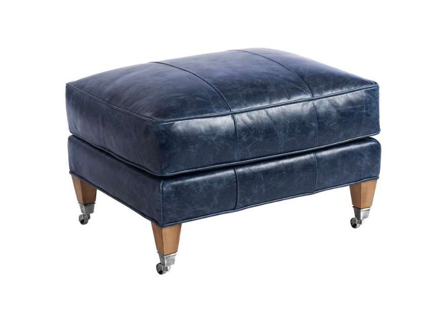 Picture of SYDNEY LEATHER OTTOMAN WITH PEWTER CASTERS