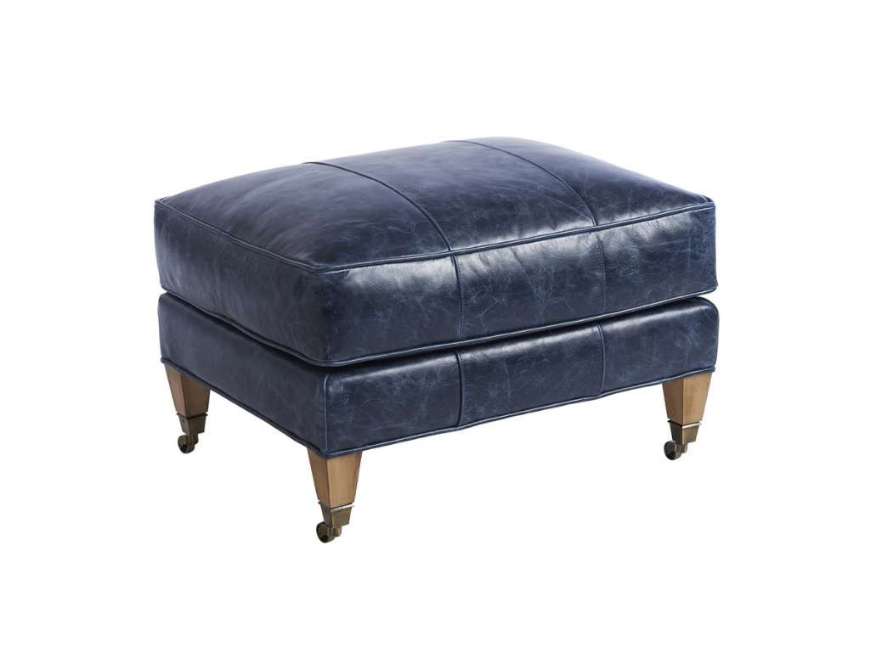 Picture of SYDNEY LEATHER OTTOMAN WITH BRASS CASTERS