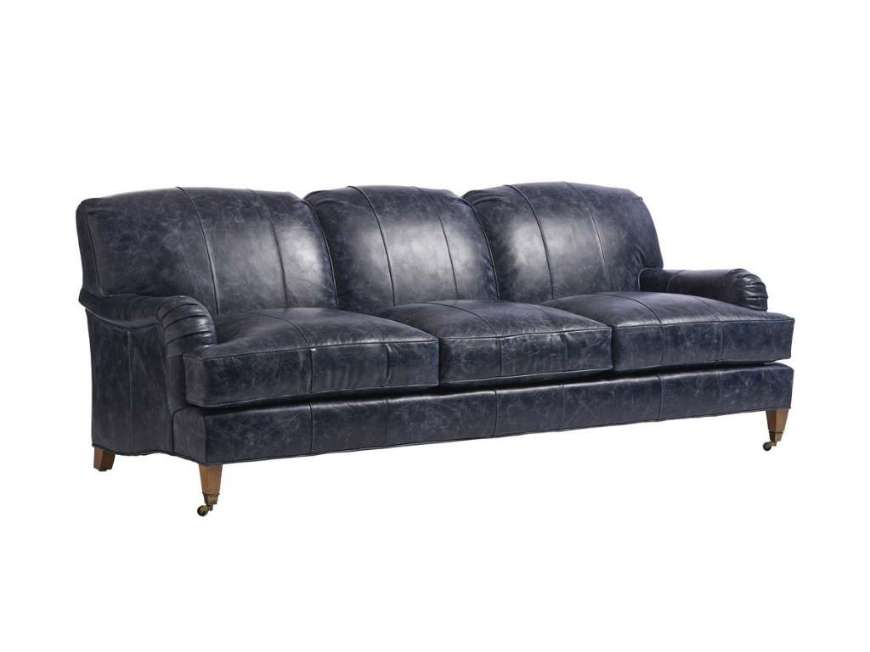 Picture of SYDNEY LEATHER SOFA WITH BRASS CASTERS