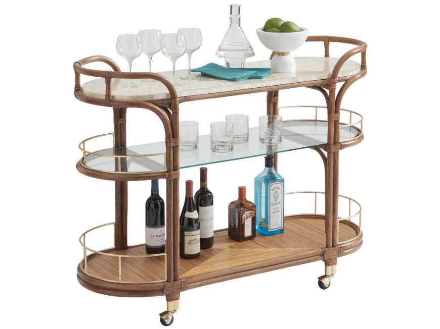 Picture of TOSCANA RATTAN MOBILE BAR CART