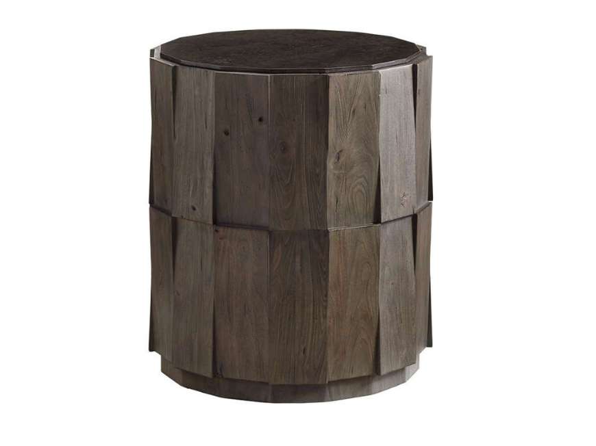 Picture of EVERETT ROUND TRAVERTINE END TABLE