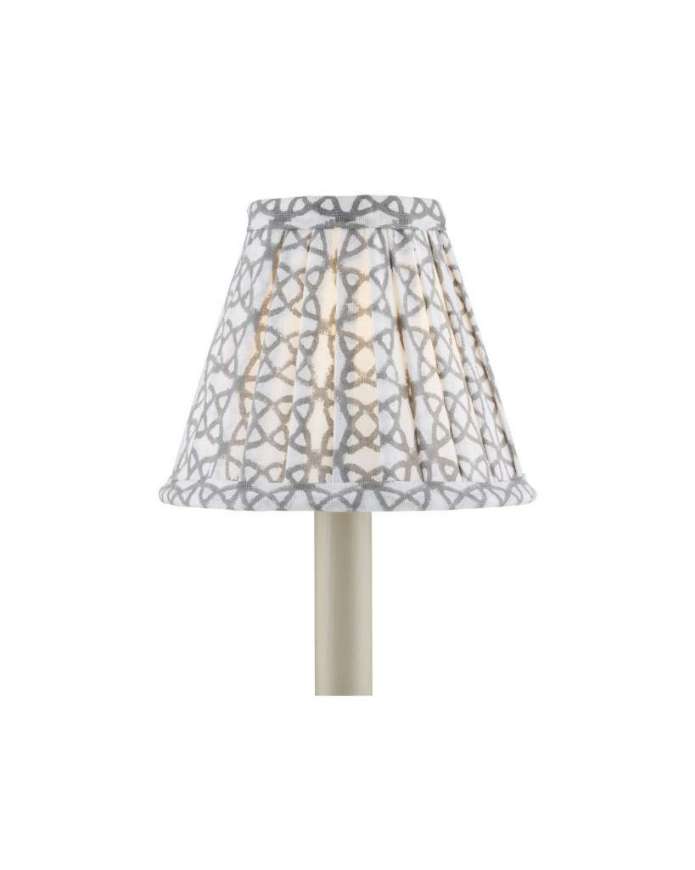 Picture of BLOCK PRINT GRAY PLEATED CHANDELIER SHADE