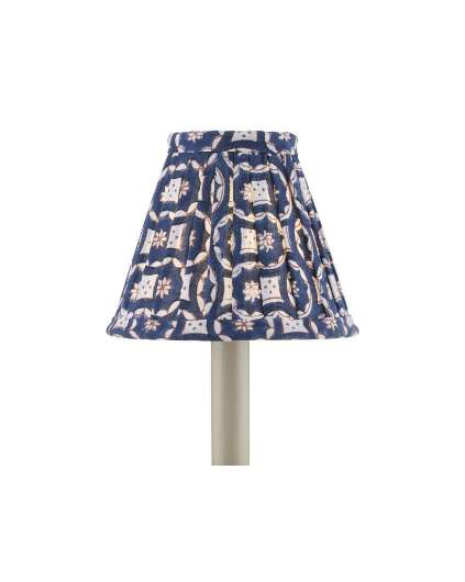 Picture of BLOCK PRINT NAVY MULTI PLEATED CHANDELIER SHADE