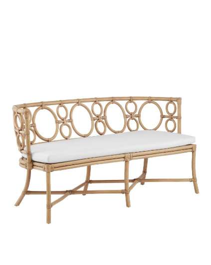 Picture of TEGAL RATTAN BENCH, MUSLIN