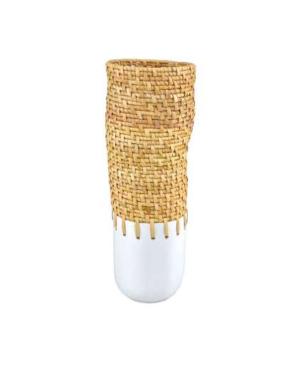 Picture of KYOTO RATTAN & WHITE VASE