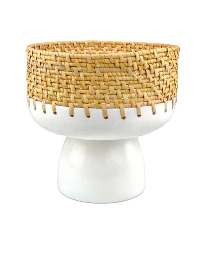 Picture of KYOTO RATTAN & WHITE FOOTED BOWL