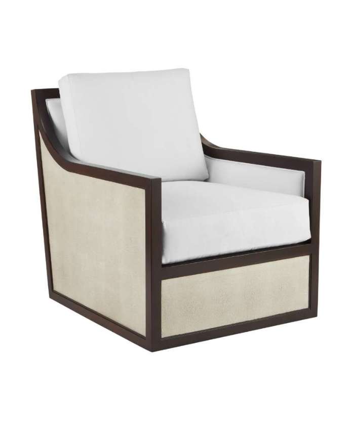 Picture of EVIE WALNUT SIVEL ARMCHAIR, MUSLIN