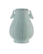 Picture of CELADON CRACKLE DEER HEADS VASE