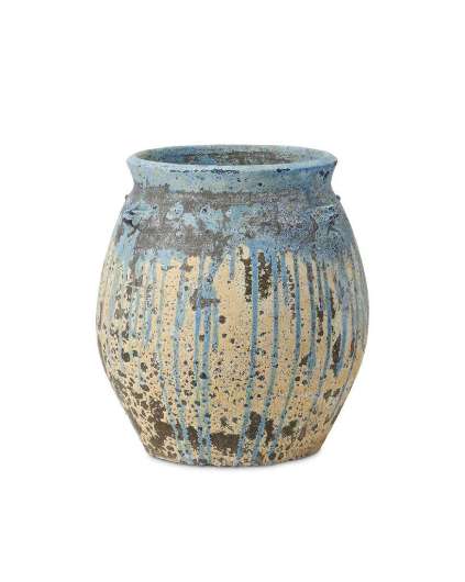 Picture of CINISI MEDIUM ANTIQUE BLUE DRIP PLANTER