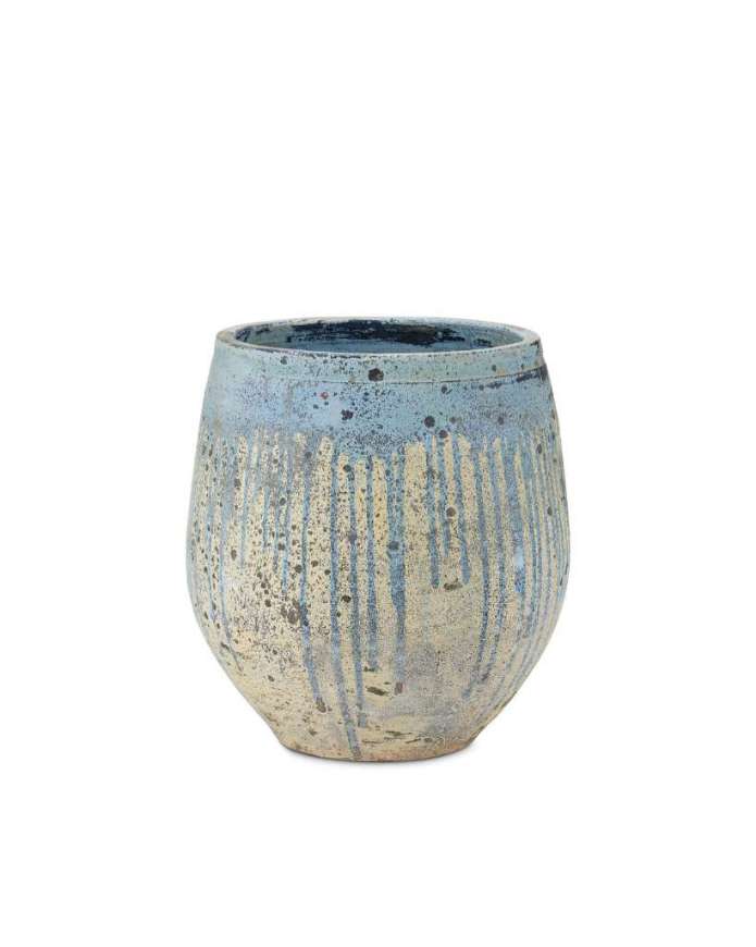 Picture of SICILIA SMALL ANTIQUE BLUE DRIP PLANTER