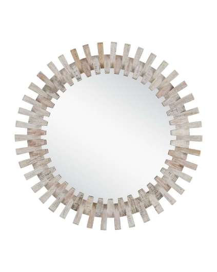 Picture of DIZA ROUND WHITEWASH MIRROR