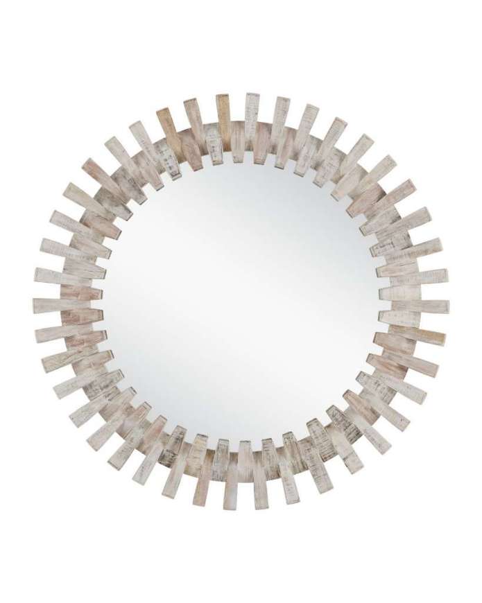 Picture of DIZA ROUND WHITEWASH MIRROR