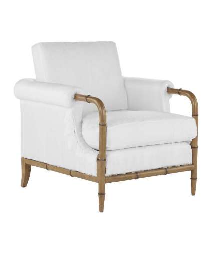 Picture of MERLE WALNUT ARMCHAIR, MUSLIN