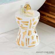 Picture of ABSTRACT GOLD/WHITE STOOL