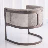 Picture of REGAN BARREL CHAIR - GREY HAIR-ON-HIDE-ANTIQUE GUNMETAL