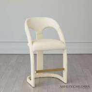 Picture of DELIA COUNTER STOOL-ANTIQUE WHITE-MILK LEATHER