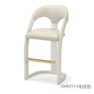 Picture of DELIA BAR STOOL-ANTIQUE WHITE-MILK LEATHER