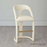 Picture of DELIA BAR STOOL-ANTIQUE WHITE-MILK LEATHER