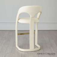 Picture of DELIA BAR STOOL-ANTIQUE WHITE-MILK LEATHER