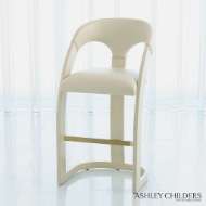 Picture of DELIA BAR STOOL-ANTIQUE WHITE-MILK LEATHER