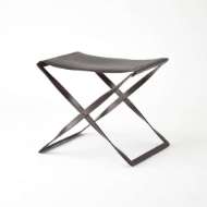 Picture of FOLDING STOOL-IRON & BROWN LEATHER