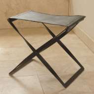 Picture of FOLDING STOOL-IRON & BROWN LEATHER