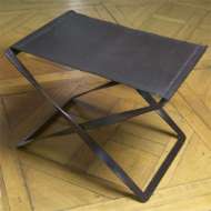 Picture of FOLDING STOOL-IRON & BROWN LEATHER