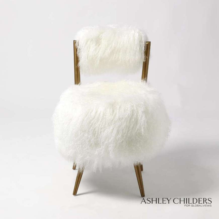 Picture of HAILEY CHAIR-MONGOLIAN LAMB-WHITE