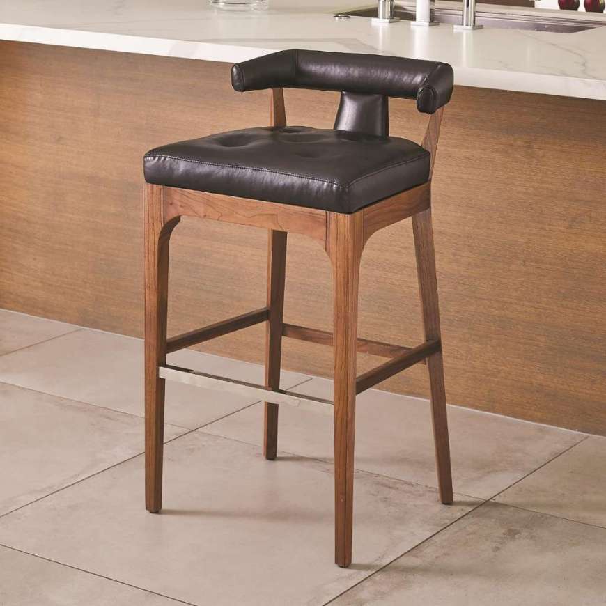 Picture of MODERNO BAR STOOL-BLACK MARBLE LEATHER