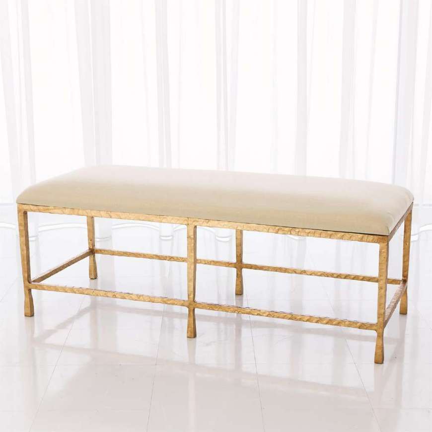 Picture of QUAD POD BENCH-GOLD LEAF W/MUSLIN CUSHION