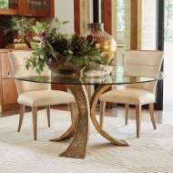 Picture of LOTUS DINING TABLE W/48" GLASS TOP-ANTIQUE GOLD/BR