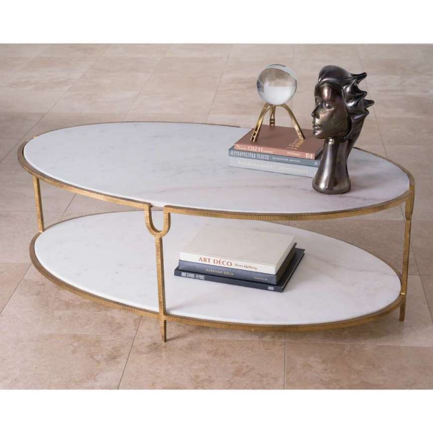 Picture of IRON AND STONE OVAL COFFEE TABLE