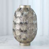 Picture of TROPICAL PALM LEAF NICKEL LANTERN