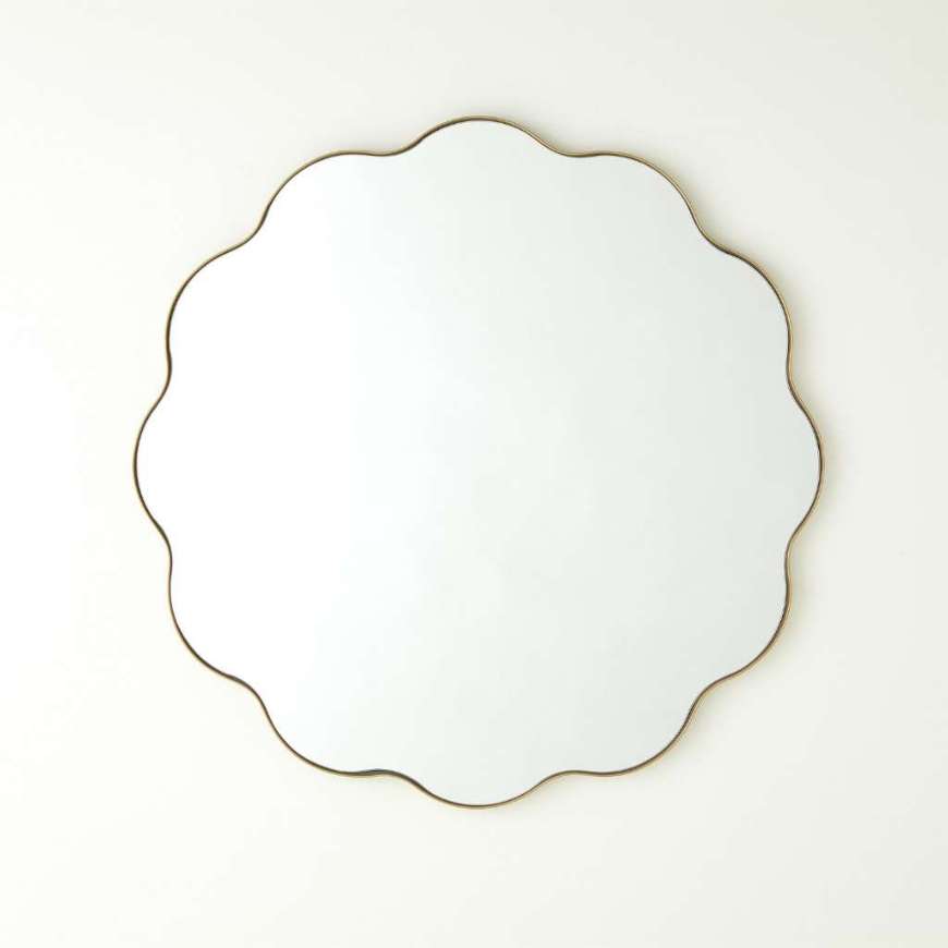 Picture of SCALLOPED ROUND MIRROR WITH GOLD METAL FRAME