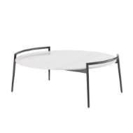 Picture of RETRO ROUND GRAY IRON AND WHITE MARBLE COFFEE TABLE