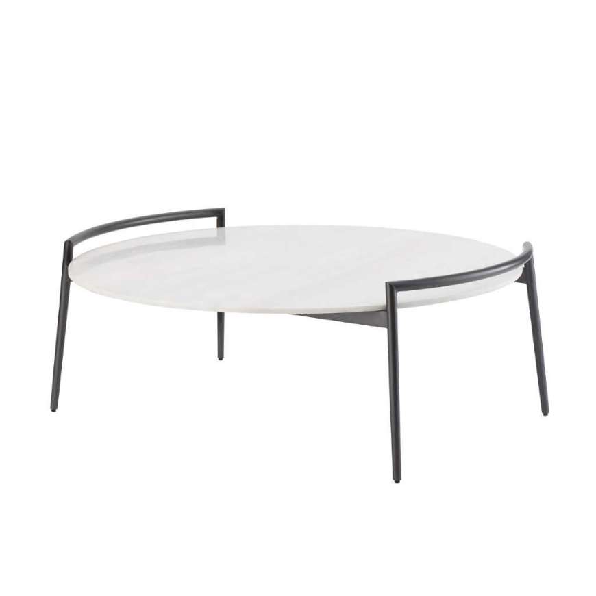 Picture of RETRO ROUND GRAY IRON AND WHITE MARBLE COFFEE TABLE