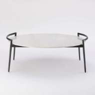 Picture of RETRO ROUND GRAY IRON AND WHITE MARBLE COFFEE TABLE