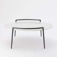 Picture of RETRO ROUND GRAY IRON AND WHITE MARBLE COFFEE TABLE