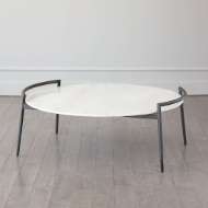 Picture of RETRO ROUND GRAY IRON AND WHITE MARBLE COFFEE TABLE