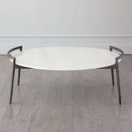 Picture of RETRO ROUND GRAY IRON AND WHITE MARBLE COFFEE TABLE