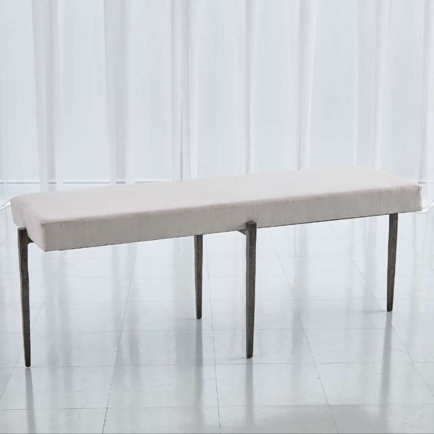 Picture of LAFORGE BENCH-NATURAL IRON W/MUSLIN CUSHION