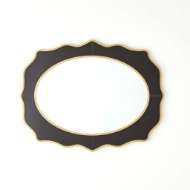 Picture of OVAL BEVELED MIRROR WITH BLACK GLASS SURROUND FRAMED IN GOLD