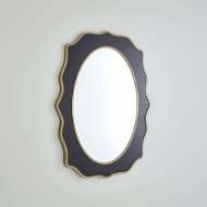 Picture of OVAL BEVELED MIRROR WITH BLACK GLASS SURROUND FRAMED IN GOLD