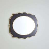 Picture of OVAL BEVELED MIRROR WITH BLACK GLASS SURROUND FRAMED IN GOLD