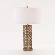 Picture of GEOMETRIC METAL AND GLASS TABLE LAMP-ANTIQUE GOLD