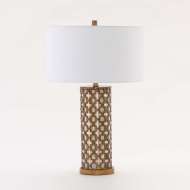 Picture of GEOMETRIC METAL AND GLASS TABLE LAMP-ANTIQUE GOLD