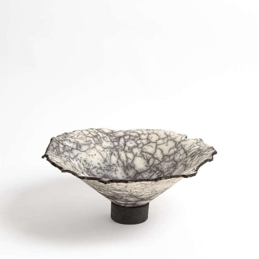 Picture of CRACKLED FOOTED BOWL-BLACK RAKU