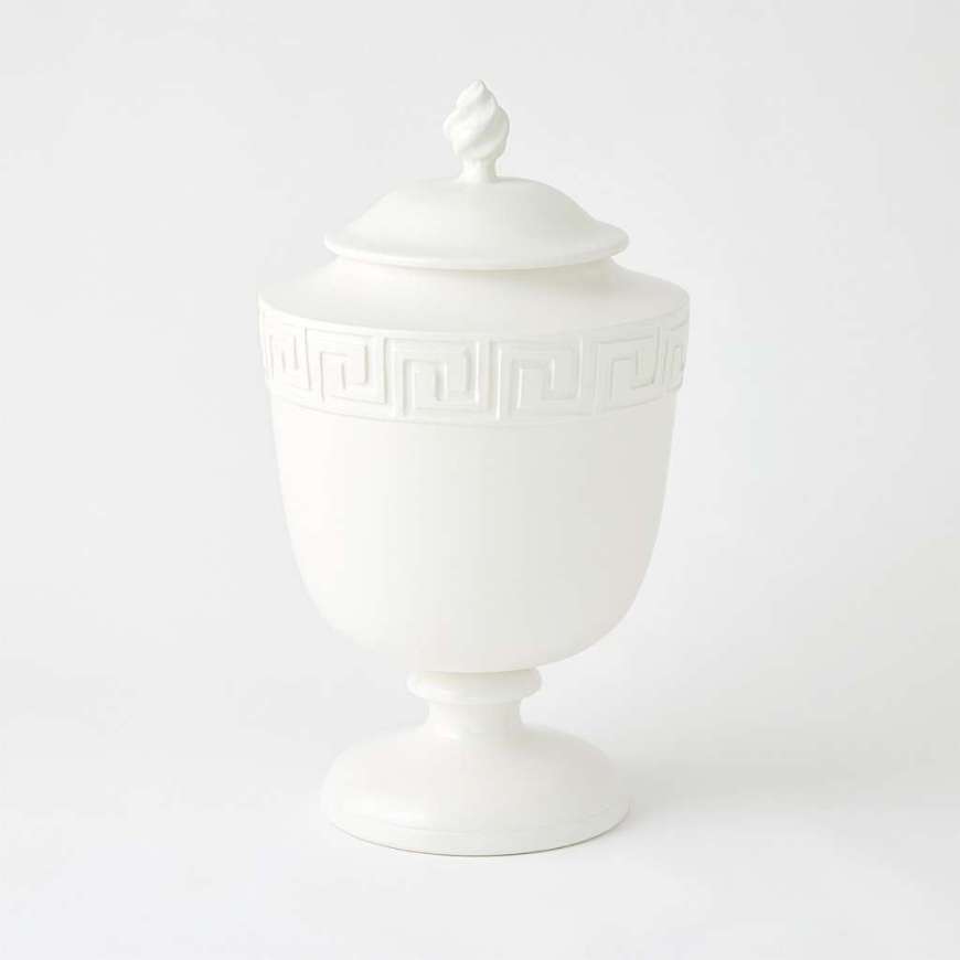 Picture of VILLA GREEK KEY URN-MATTE WHITE