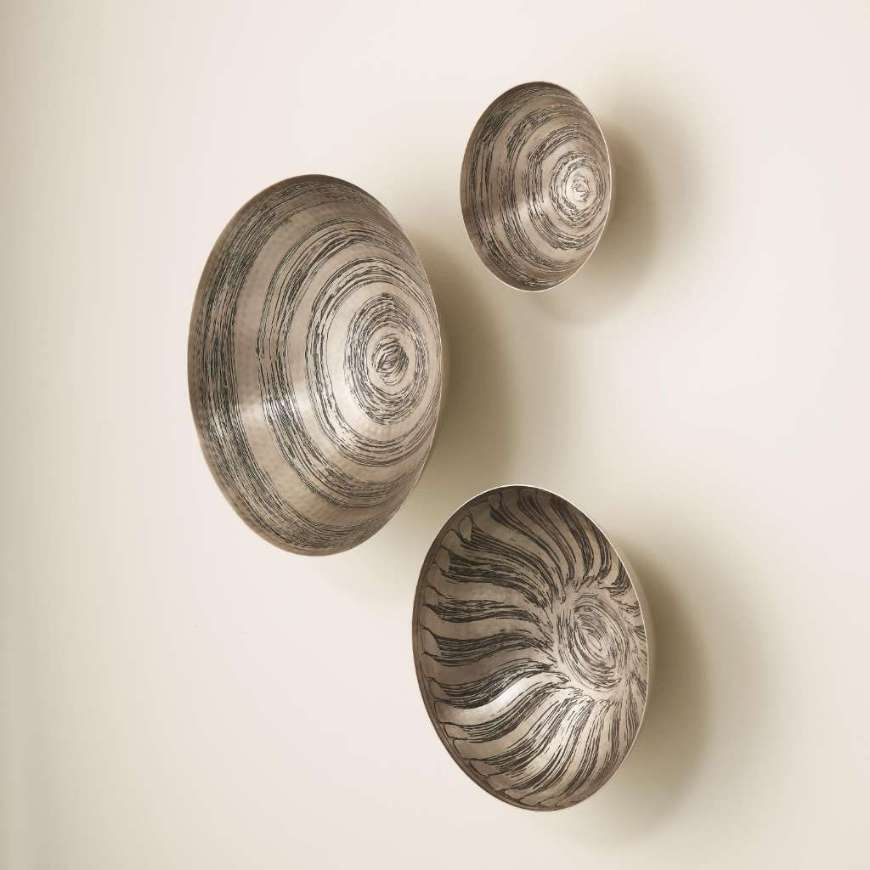 Picture of S/3 SUN ETCHED WALL BOWLS - ANTIQUE NICKEL